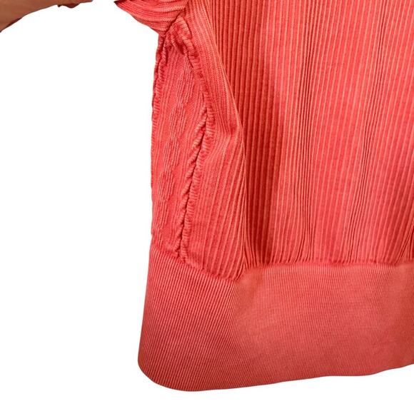 Aerie Offline Seamless Cable Square Neck Long Sleeve Crop Top Coral Orange Sz L - Picture 6 of 11